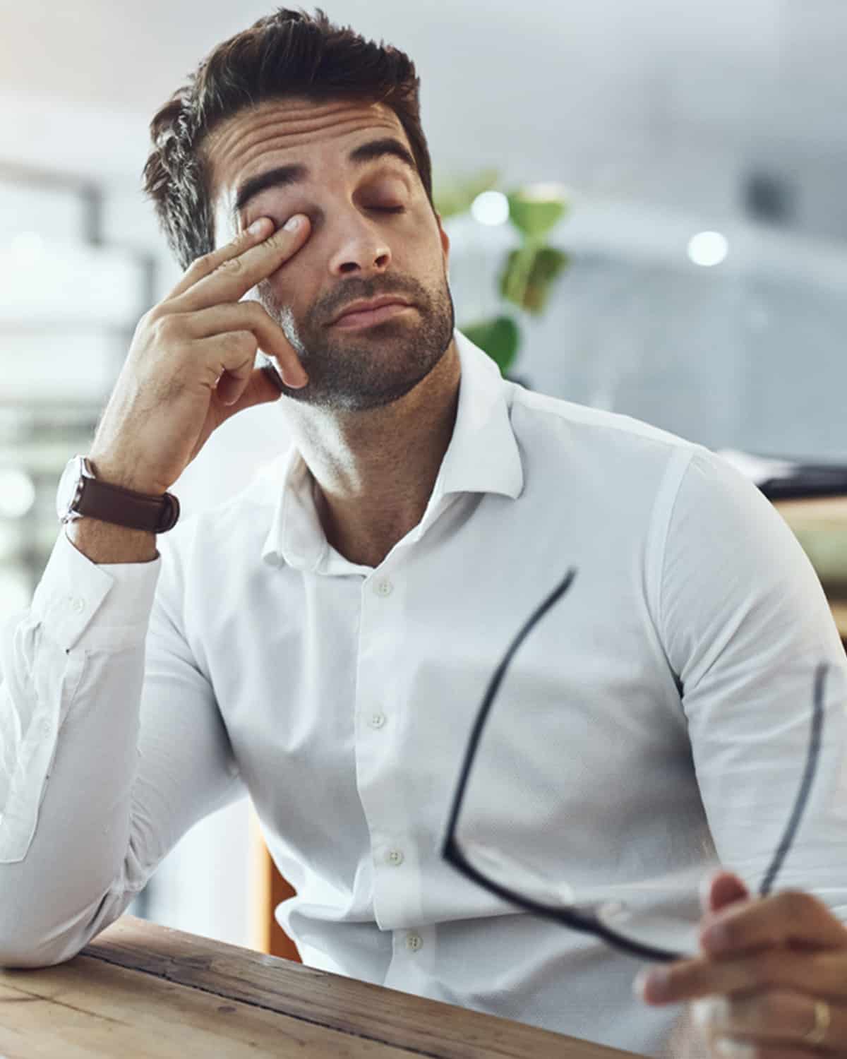 a man with dry eye